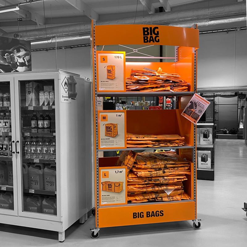 BIG BAG säck-ställ i byggvaruhus