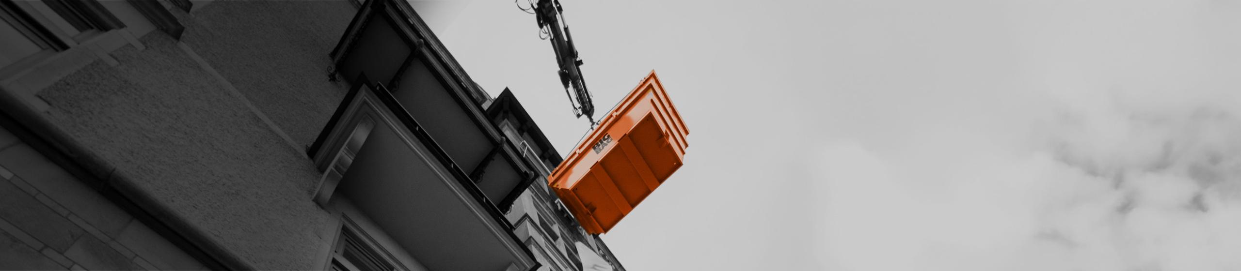 BIG BAG-container i höghjöjdskran